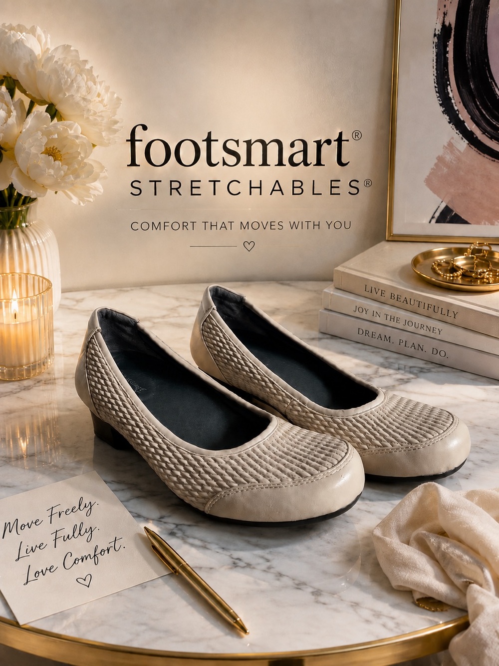 FootSmart Stretchables Taupe Textured Comfort Pumps Low Heel Women's 7.5M